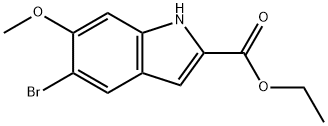 5-溴-6-甲氧基-1H-吲哚-2-羧酸乙酯 结构式