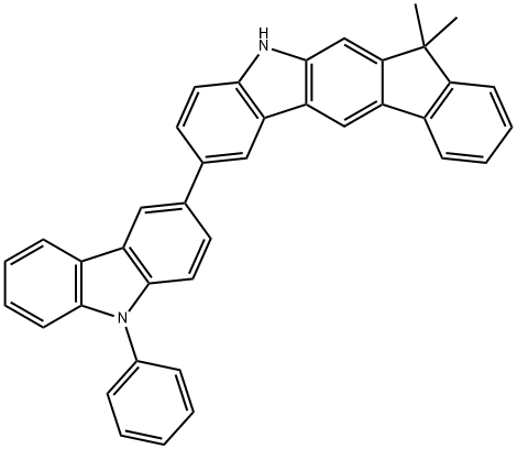 茚并[2,1-B]咔唑,5,7-二氢-7,7-二甲基-2-(9-苯基-9H-咔唑-3-基) 结构式