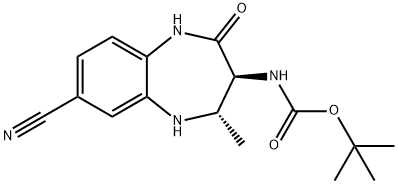 ((3S,4S)-7-氰基-4-甲基-2-氧代-2,3,4,5-四氢-1H-苯并[B][1,4]二氮杂-3-基)氨基甲酸叔丁酯 结构式