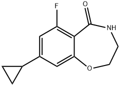8-环丙基-6-氟-3,4-二氢-1,4-苯并氧氮杂卓-5(2H)-酮 结构式