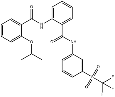 2-Isopropoxy-N-(2-(3-(trifluoromethylsulfonyl)phenylcarbamoyl)phenyl)benzamide 结构式