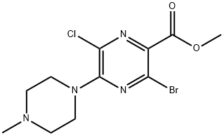 Methyl 3-bromo-6-chloro-5-(4-methylpiperazin-1-yl)pyrazine-2-carboxylate 结构式
