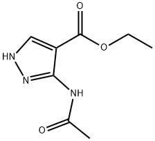 3-乙酰氨基-1H-吡唑-4-羧酸乙酯 结构式