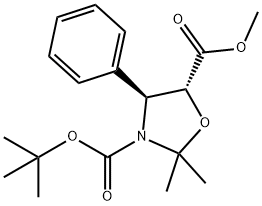 (4S-反式)-2,2-二甲基-4-苯基-3,5-恶唑烷二甲酸 3-叔丁酯 5-甲酯 结构式