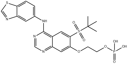 2-((4-(benzo[d]thiazol-5-ylamino)-6-(tert-butylsulfonyl)quinazolin-7-yl)oxy)ethyl dihydrogen phosphate 结构式