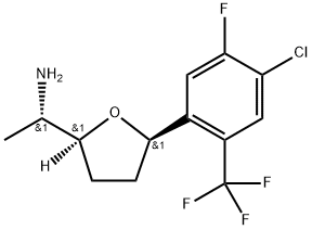 (S)-1-((2S,5R)-5-(4-chloro-5-fluoro-2-(trifluoromethyl)phenyl)tetrahydrofuran-2-yl)ethanamine tosic acid 结构式