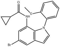 N-(5-bromo-1-(2-methoxyphenyl)-1H-indol-7-yl)cyclopropanecarboxamide 结构式
