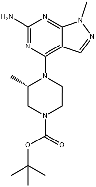 1-methyl-4-[(2R)-2-methylpiperazin-1-yl]pyrazolo[3,4-d]pyrimidin-6-amine 结构式