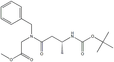 N-[(3R)-3-[[叔丁氧羰基]氨基]-1-氧代丁基]-N-(苄基)甘氨酸甲酯 结构式