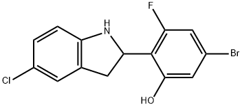 5-bromo-2-(5-chloroindolin-2-yl)-3-fluorophenol 结构式