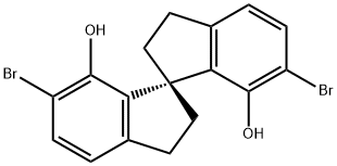 (S)-6,6'-DIBROMO-2,2',3,3'-TETRAHYDRO-1,1'-SPIROBI[1H-INDENE]-7,7'-DIOL 结构式