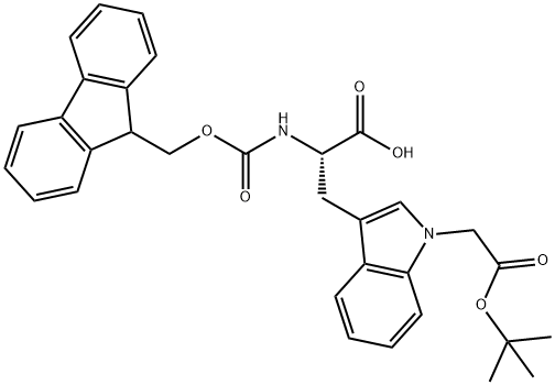 (S)-2-(((9H-fluoren-9-yl)methoxy)carbonylamino)-3-(1-(2-tert-butoxy-2-oxoethyl)-1H-indol-3-yl)propanoic acid 结构式