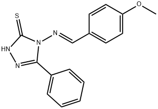 4-{[(E)-(4-methoxyphenyl)methylidene]amino}-5-phenyl-4H-1,2,4-triazole-3-thiol 结构式