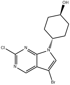 反式-4-{5-溴-2-氯-7H-吡咯并[2,3-D]嘧啶-7-基}环己-1-醇 结构式