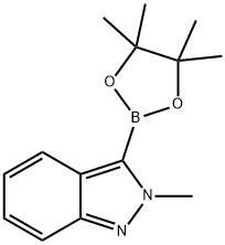 2-甲基-3-(4,4,5,5-四甲基-1,3,2-二氧苯甲醛-2-基)-2H吲唑 结构式