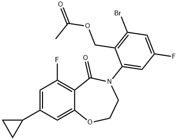 [2-溴-6-(8-环丙基-6-氟-5-氧代-2,3-二氢-1,4-苯并氮杂卓-4-基)-4-氟苯基]甲基乙酸酯 结构式