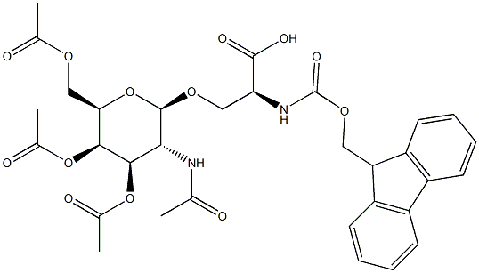 N-[芴甲氧羰基]-O-[3,4,6-三-O-乙酰基-2-(乙酰氨基)-2-脱氧-BETA-D-吡喃半乳糖基]-L-丝氨酸 结构式