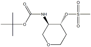 (3R,4R)-3-((tert-butoxycarbonyl)amino)tetrahydro-2H-pyran-4-yl methanesulfonate 结构式