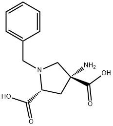 (2R,4R)-4-氨基-1-苄基吡咯烷-2,4-二羧酸 结构式