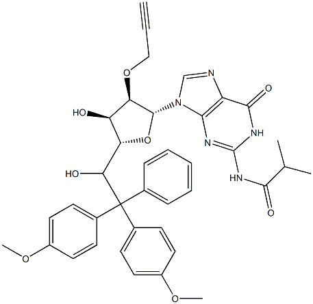 N2-iso-Butyroyl-5'-(4,4'-dimethoxytrityl)-2'-O-propargylguanosine 结构式