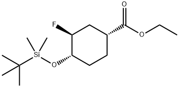 (1R,3S,4S)-4-((叔丁基二甲基甲硅烷基)氧基)-3-氟环己烷-1-甲酸乙酯 结构式