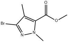 3-溴-1,4-二甲基-1H-吡唑-5-羧酸甲酯 结构式