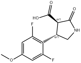 (3S,4R)-4-(2,6-difluoro-4-methoxyphenyl)-2-oxopyrrolidine-3-carboxylicacid 结构式