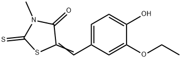 (5Z)-5-(3-ethoxy-4-hydroxybenzylidene)-3-methyl-2-thioxo-1,3-thiazolidin-4-one 结构式