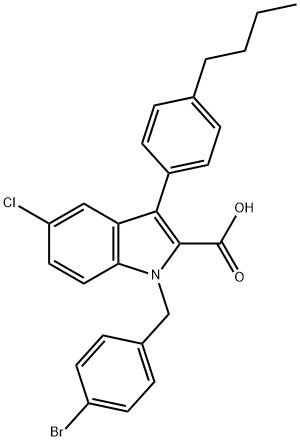 1-(4-bromobenzyl)-3-(4-butylphenyl)-5-chloro-1H-indole-2-carboxylic acid 结构式