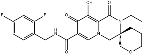 (S)-N-(2,4-difluorobenzyl)-2'-ethyl-9'-hydroxy-1',8'-dioxo-1',2,2',4,4',5,6,8'-octahydrospiro[pyran-3,3'-pyrido[1,2-a]pyrazine]-7'-carboxamide 结构式