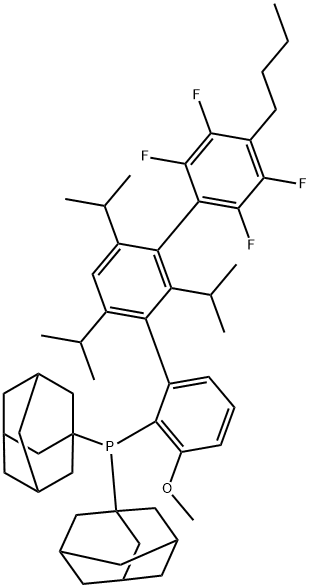 [4''-丁基-2'',3'',5'',6''-四氟-3-甲氧基-2',4',6'-三异丙基[1,1':3',1''-三联苯]-2-基]二(金刚烷-1-基)膦 结构式