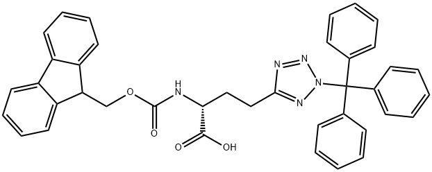 R-2-FMOC-氨基-4-(2-三苯甲基-2H-四唑-5-基)丁酸 结构式