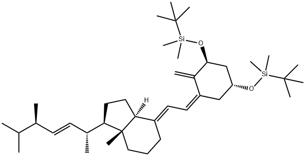 4-{2-[3,5-Bis-(tert-butyl-dimethyl-silanyloxy)-2-methylene-cyclohexylidene]-
ethylidene}-7a-methyl-1-(1,4,5-trimethyl-hex-2-enyl)-octahydro-indene 结构式