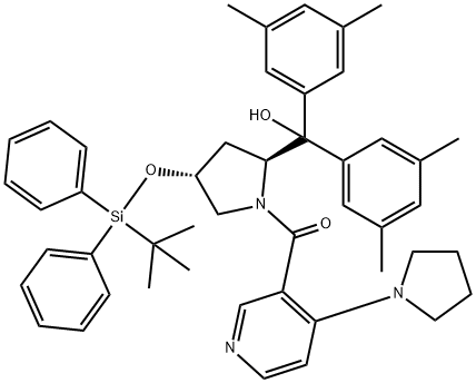 [(2S,4R)-2-[bis(3,5-
dimethylphenyl)hydroxymethyl]-4-[[(1,1-
dimethylethyl)diphenylsilyl]oxy]-1-pyrrolidinyl][4-
(1-pyrrolidinyl)-3-pyridinyl]-Methanone 结构式