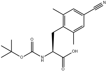 (S)-2-((叔丁氧基羰基)氨基)-3-(4-氰基-2,6-二甲基苯基)丙酸 结构式