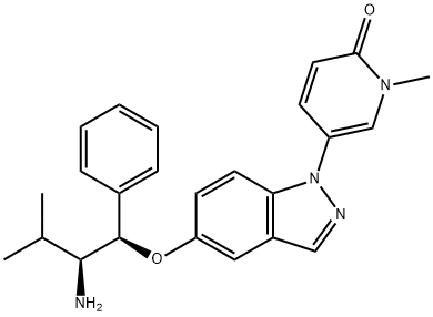5-(5-((1R,2S)-2-amino-3-methyl-1-phenylbutoxy)-1H-indazol-1-yl)-1-methylpyridin-2(1H)-one 结构式