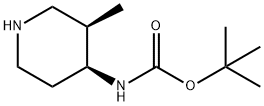 叔丁基((3R,4S)-3-甲基哌啶-4-基)氨基甲酸酯 结构式