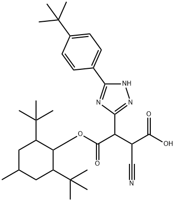 Butanedioic acid, 2-cyano-3-[5-[4-(1,1-dimethylethyl)phenyl]-1H-1,2,4-triazol-3-yl]-, 4-[2,6-bis(1,1-dimethylethyl)-4-methylcyclohexyl] ester 结构式