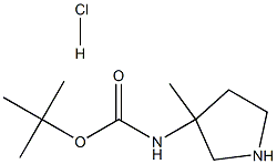 tert-butyl N-(3-methylpyrrolidin-3-yl)carbamate hydrochloride 结构式
