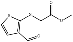 2-[(3-甲酰基噻吩-2-基)硫烷基]乙酸甲酯 结构式