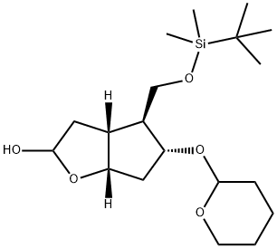(3AR,4S,5R,6AS)-4-((叔丁基二甲基硅氧基)甲基)-5-(四氢-2H-吡喃-2-基氧基)六氢-2H-环戊二烯并[B]呋喃-2-醇 结构式