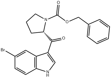 (S)-2-(5-溴-1H-吲哚-3-羰基)吡咯烷-1-羧酸苄酯 结构式