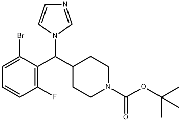 1-BOC-4-[(2-溴-6-氟苯基)(1-咪唑基)甲基]哌啶 结构式