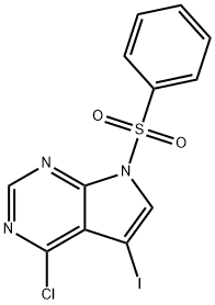 4-氯-5-碘-7-(苯磺酰基)-7H-吡咯并[2,3-D]嘧啶 结构式