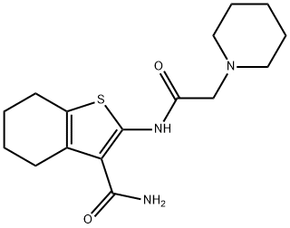 2-[(1-piperidinylacetyl)amino]-4,5,6,7-tetrahydro-1-benzothiophene-3-carboxamide 结构式