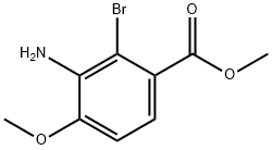 3-氨基-2-溴-4-甲氧基苯甲酸甲酯 结构式