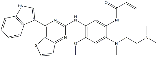 N-[2-[2-(dimethylamino)ethyl(methyl)amino]-5-[[4-(1H-indol-3-yl)thieno[3,2-d]pyrimidin-2-yl]amino]-4-methoxyphenyl]prop-2-enamide 结构式