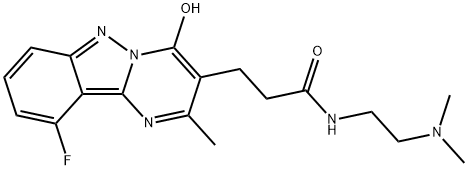 N-(2-(dimethylamino)ethyl)-3-(10-fluoro-4-hydroxy-2-methylpyrimido[1,2-b]indazol-3-yl)propanamide 结构式