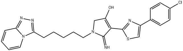 1-(5-([1,2,4]triazolo[4,3-a]pyridin-3-yl)pentyl)-4-(4-(4-chlorophenyl)thiazol-2-yl)-5-imino-2,5-dihydro-1H-pyrrol-3-ol 结构式