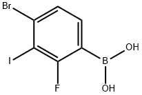 2-氟-3-碘-4-溴苯硼酸 结构式